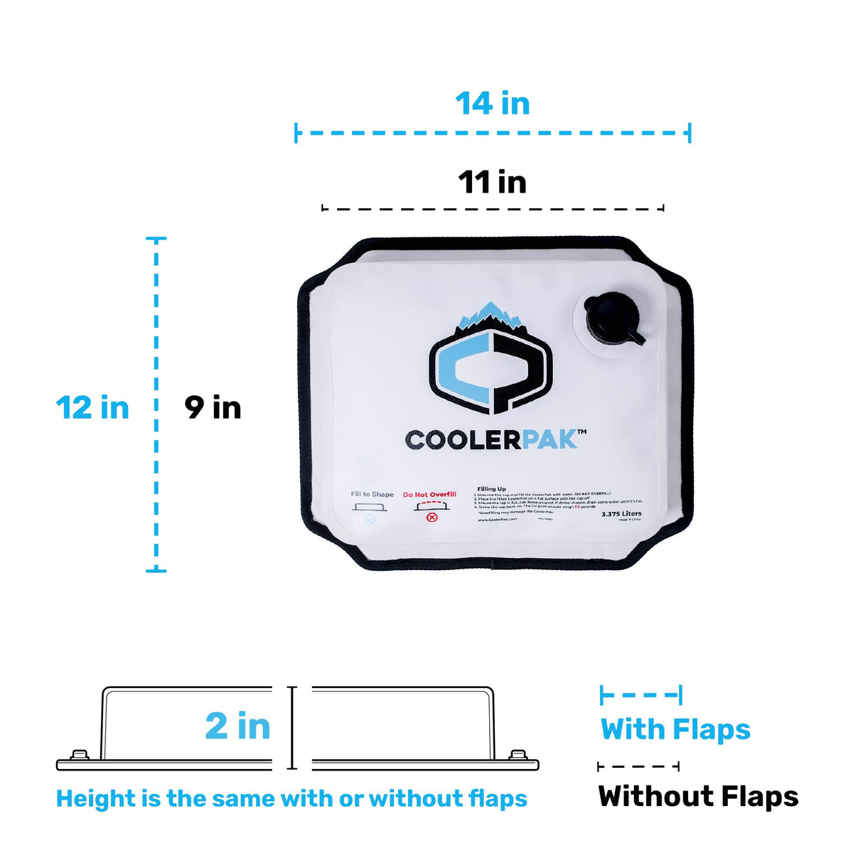 CoolerPak 7lb Refillable Reusable Ice Pack – Hook & Loop Fastener - Cold for Days – Non-Toxic, Leakproof, Suitable for Potable Drinking Water & Cold Plunge – Built Tough, Roll Up for Easy Storage