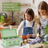 Himake 60 Slots Seed Storage Box with 4 Dividers, Metal Seed Storage Organizer Saving Box, Seeds Packet Container, Professional All-in-One Kit with 60 Seeds Envelopes and Label Stickers