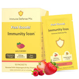 Feel Goods Immunity Icon, Zero Sugar, Vitamin C, A, B, D, E & Zinc, Organic Elderberry, Ashwagandha, Drink Mix Powder, Vegan, Non GMO, Caffeine & Gluten Free | Wild Berry, 15 Count