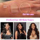 Kebetter 30 Inch 13x6 Lace Front Wigs Human Hair Pre Plucked 200% Density Body Wave HD Lace Front Wigs Human Hair with Baby Hair Natural Black Glueless 13x6 Full Frontal Wig For Women