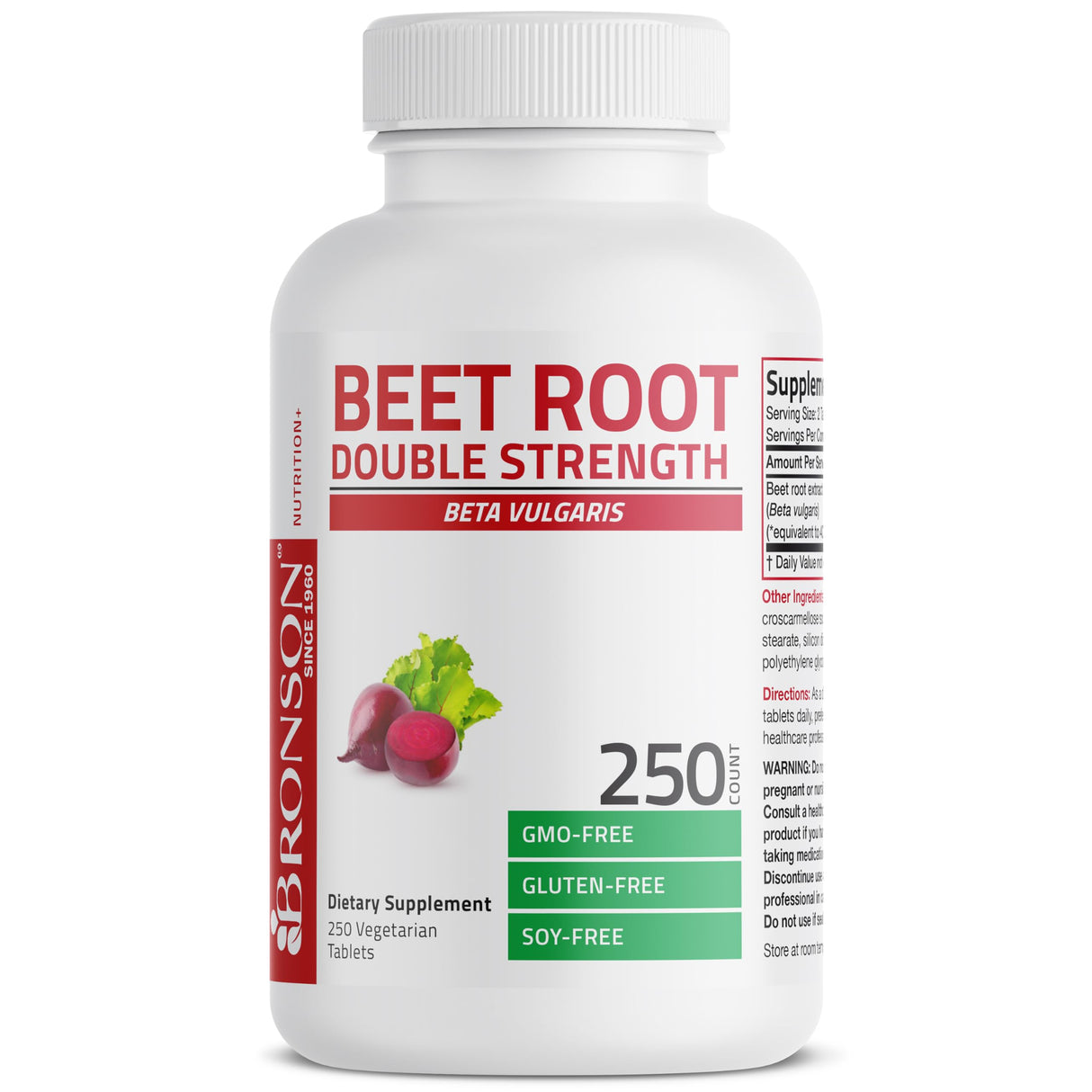 Bronson Beet Root Double Strength, Non-GMO, 250 Vegetarian Tablets