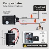 SURAIELEC Wireless Light Switch and Receiver Kit Black, 15A High Power, No Wiring No Interference, 100ft Range, Expandable Remote Control Wall Switches for Lamp, Ceiling Light, Fan, Outdoor Lighting