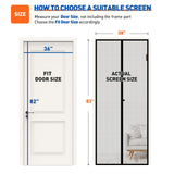 MAGZO Magnetic Screen Door Fit Door Size 36 x 82 Inch, Screen Size 38" x 83" Strong Magnets Mesh, Reinforced Fiberglass Net for Patio and Front Entrances, Gray