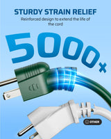 DEWENWILS 40FT (22’+6’ *3), 1 to 3 Splitter Outlets, 3 Prong Outlets, Green