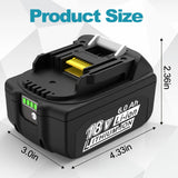 CHAUNVEN 6.0Ah Battery Replacement for Makita 18V Battery Compatible with 18 Volt BL1860B BL1850B BL1840B BL1830B BL1815B Batteries