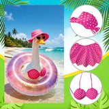 Shilkare Bikini Porch Goose Outfits,Porch Goose Summer Outfits Swimsuit with Hat Sunglasses & Swim Ring,Fit 23'' Lawn Goose Statue for Summer Outdoor Garden Lawn Yard Decor (Swimsuit-Pink)