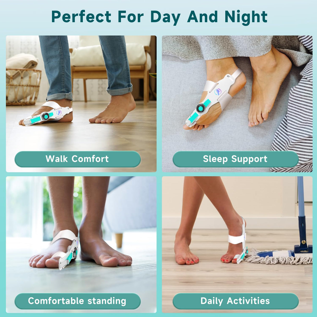 HUQKIYA Bunion Corrector for Women & Men, Orthopedic Bunion Splint with Toe Separator Adjustable Toe Straightener Suitable for Left/Right Feet Hallux Valgus Relief (White 1Pcs)