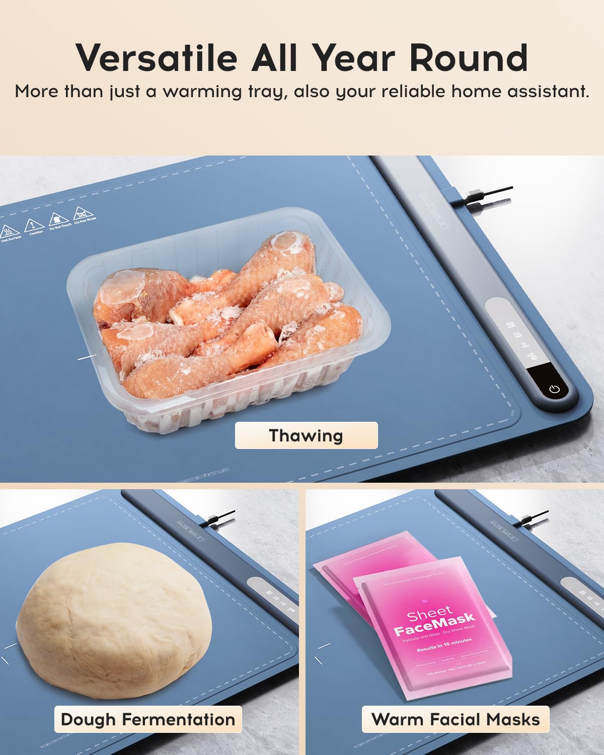 iTRUSOU Electric Warming Tray - Whole-Surface Heating, Rollable & Portable, Premium Silicone Nano-Material, 3 Temperature Settings, Auto Shut-Off - Ideal for Gatherings, Parties, and Everyday Use