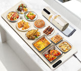 Extra Large Warming Mat for Food, (42"x15") Food Warming Mat with Countertop Insulation Pad, 6 Level Temperature & 6 Hours Timer, Silicone Food Heating Pad, Warming Trays for Buffets Party, Beige