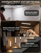12" Ultra-Thin Under Cabinet Lighting Wireless, Aluminum Alloy Under Counter Lights for Kitchen, 3-Color-Temps Magnetic Closet Lights, Rechargeable Motion Sensor Light Indoor (4 Pack, Black)