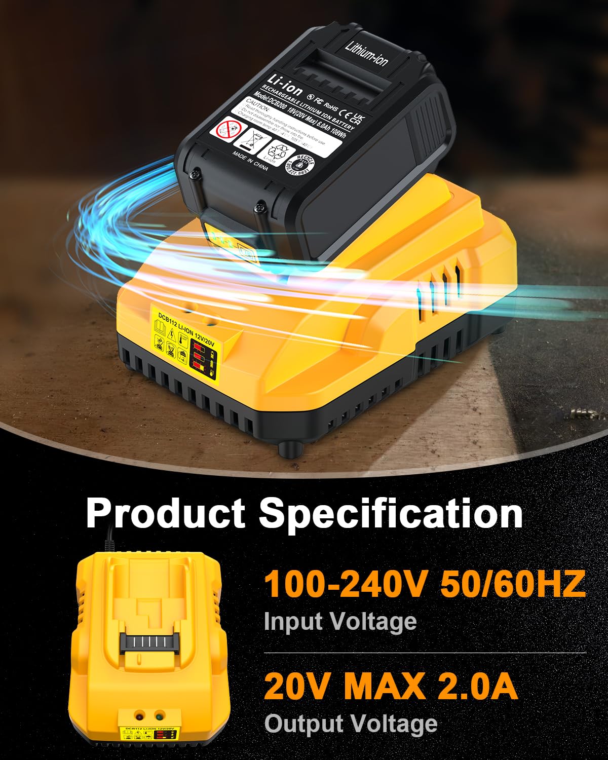 COOMYXIN DCB112 20V MAX Battery Charger Replacement for Dewalt Battery Charger, Compatible with Dewalt 12V-20V Battery