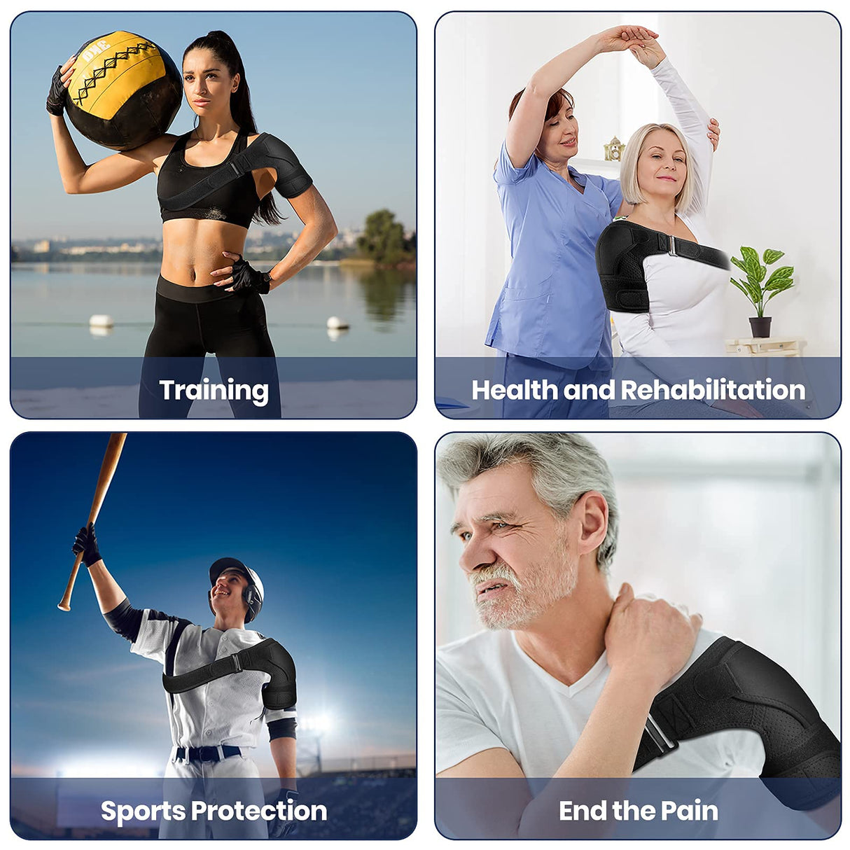 AIRE Shoulder Brace for Men and Women Recovery, Adjustable Shoulder Support for Rotator Cuff, AC Joint Pain Relief, Arm Sling for Injury, Perfect Fit Arm Compression Sleeve (One Size Regular)