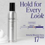 Kenra Volume Mousse Extra 17 | Firm Hold Mousse | Non-drying, Non-flaking Lightweight Formula | Tames Frizz & Conditions |Thermal Protection up to 450F| All Hair Types | 8 oz