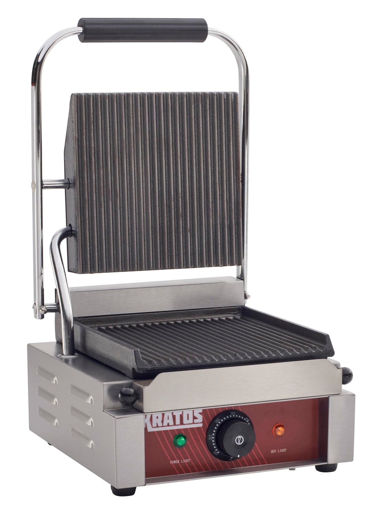 Kratos Commercial Electric Panini Sandwich Grill with Grooved Plates, 9" x 9" Cooking Surface, Commercial Countertop Panini Press, 120V, 1750W (29Y-017)