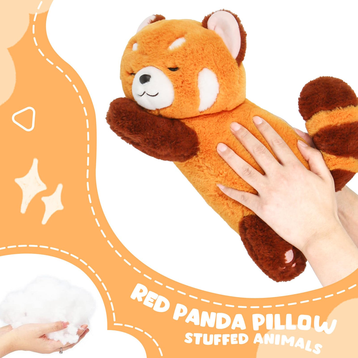 Riuhot Big Red Panda Stuffed Animal Pillow Cute Plush Toy Plushie Christmas Birthday Valentine's Day Gift for Girlfriend Kids Birthday 19.7" Red Panda Pillow