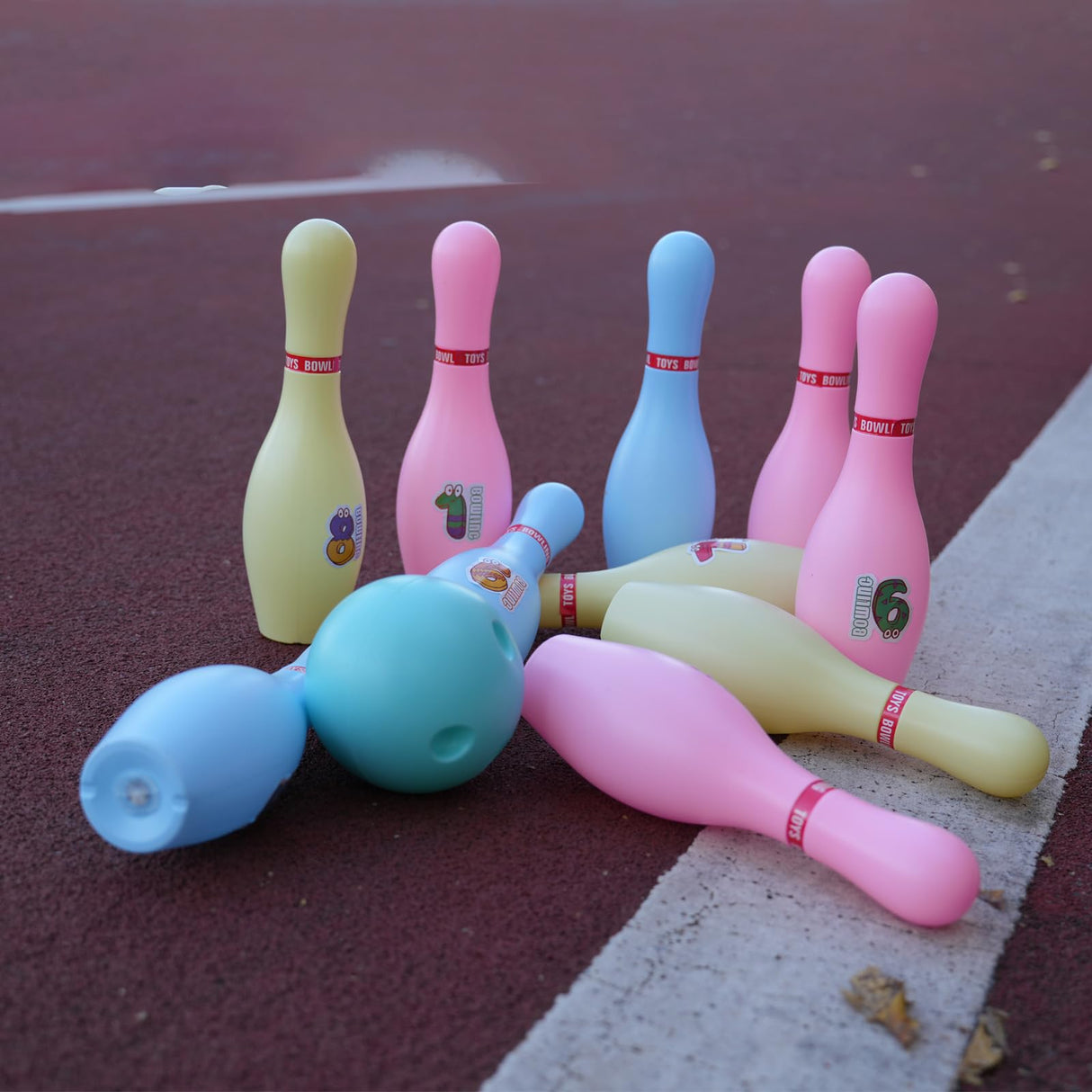 Zloveleexr Light Up Bowling Set, Glow in The Dark Bowling Pins for Outdoor and Indoor Kids Games Fit Christmas New Year Party Gift, Kids Education Motor Skills Toys(bolwing pin 10.23in)