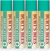 Burt's Bees Lip Balm Stocking Stuffers, Moisturizing Lip Care Christmas Gifts, for Dry Chapped Lips, Medicated with Menthol & Eucalyptus, Natural Origin Lip Care (4-Pack)