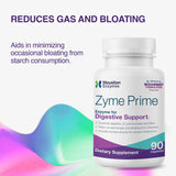Houston Enzymes - Zyme Prime - 90 Capsules - Digestive Enzymes Women & Men Enzyme, Digestion for Carb, Fat & Protein Breakdown, Helps Intolerances, Bloating & Gas, Digestive Health Supplement