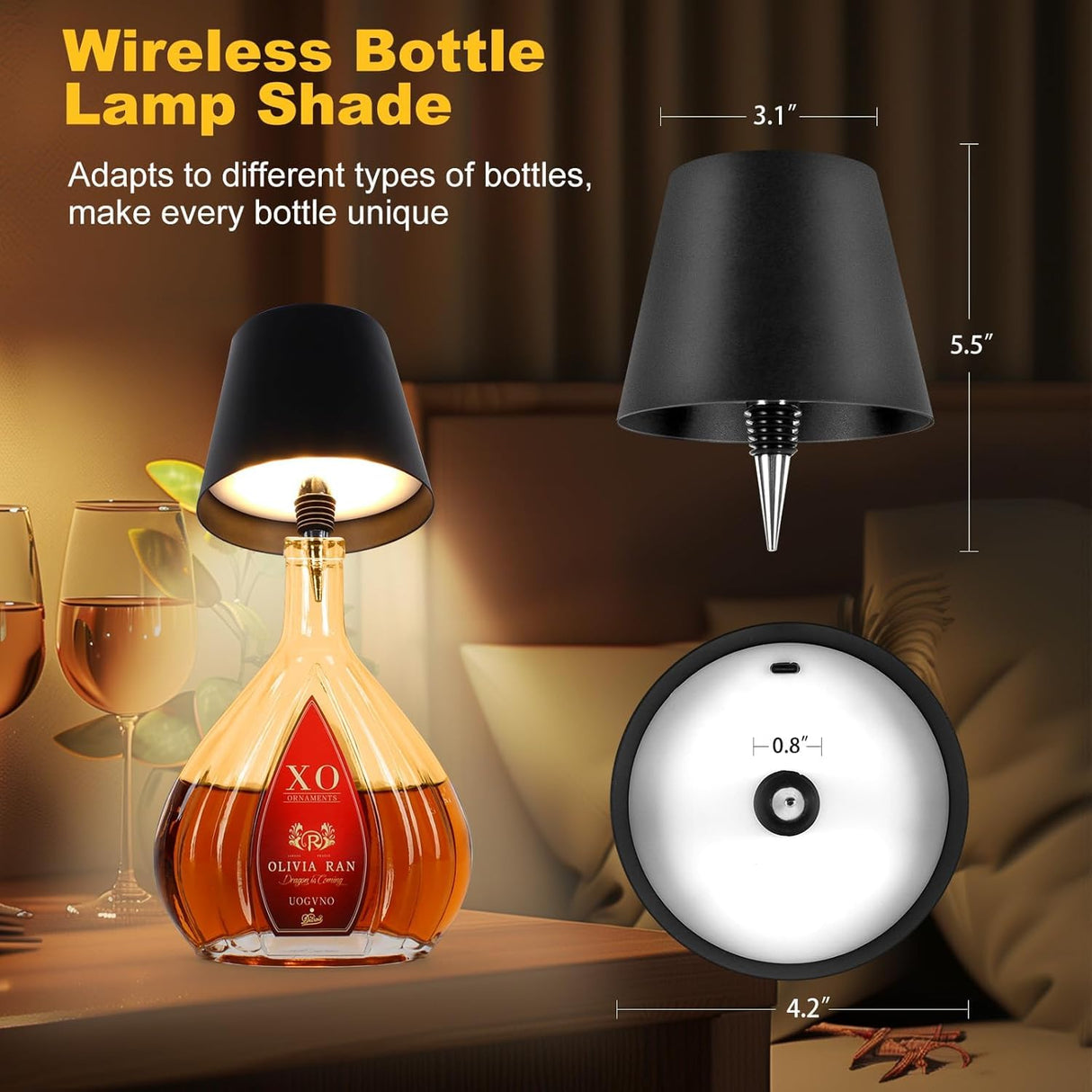 SOUDFK 2026 New Wireless Bottle Lamp,RGB LED Bottle Light with Remote(RGB Sapphire Blue, 1pc)