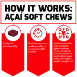 Force Factor Acai Soft Chews for Immune Support, Oxidative Stress Defense, and Daily Wellness, Superfood and Antioxidants Supplement, Non-GMO, Gluten-Free, and Vegan, Acai Berry Flavor, 30 Soft Chews
