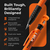 THORVALD 2 Carpenter Pencils Set for Construction - Incl. 38 Leads + Sharpener + Finger Grip - Solid Mechanical Pencils with Fine Point/Best Marking tools Construction/Carpenters/Scriber
