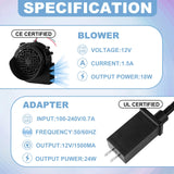 Landhoow Inflatable Replacement Fan Blower 12v 1.5a Air Blower Fan for Inflatables with 6 Adapter LED Lights Waterproof for Halloween Christmas Outdoor Yard Decorations