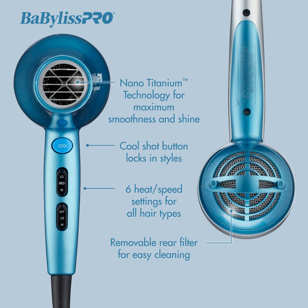 BaBylissPRO Nano Titanium Limited Edition Prepack - Hair Dryer and 1.5" ultra-thin straightening iron