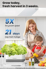 inBloom 12 Pods Hydroponics Growing System Indoor Garden with LED Grow Light and Pod Kit, Plants Germination Kit with 4.2L Water Pump Accelerate, Height Adjustable, Gardening Gifts for Women, White