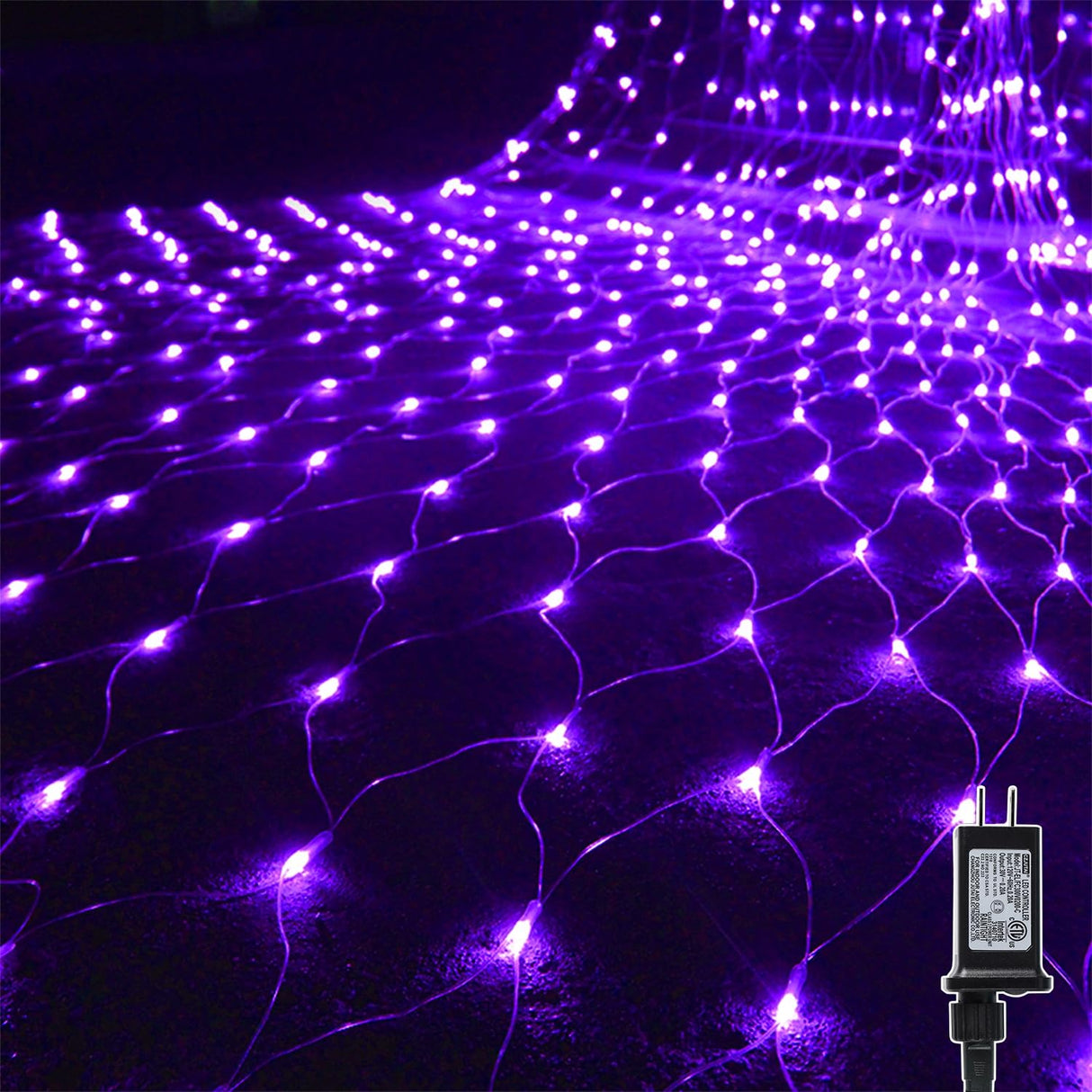 WATERGLIDE Outdoor Halloween Net Lights, 12FT x 5FT 360 LED Christmas Fairy Mesh Lights with 8 Lighting Modes, Connectable for Garden Xmas Tree, Bushes, Holiday Wedding Party Decorations, Purple