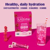 Ultima Replenisher Daily Electrolyte Powder Drink Mix – Sugar Free – Raspberry, 20 Stickpacks – Hydration Packets with 6 Key Electrolytes and Trace Minerals – Keto Friendly, Vegan, Non-GMO