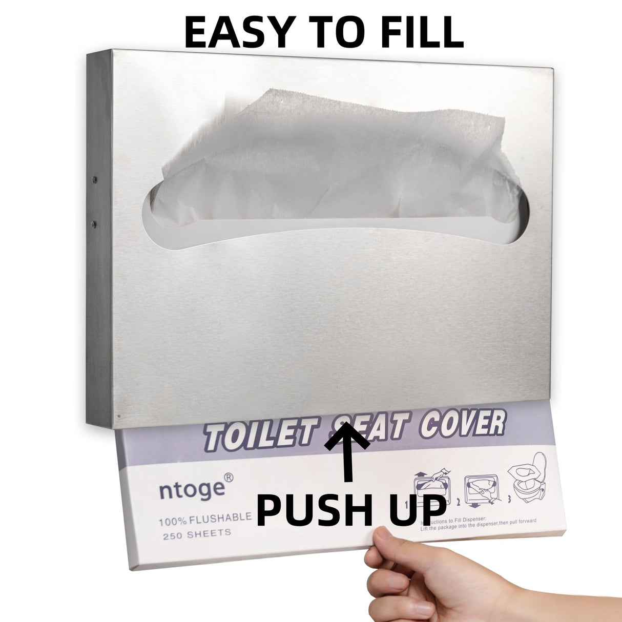 Desyeryamimi Toilet Seat Cover Dispenser,Commercial Stainless Steel Brushed Toilet Seat Cover Holder for Disposable Toilet Seat Covers Wall Mount for Bathroom Restroom
