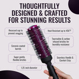 Ergo Super Gentle Round Brush for Blow Out - Salon Quality Hair Styling for Women - Roller for Wet and Dry Hair - Volumizing Care Blowout - ERG33:1.25"