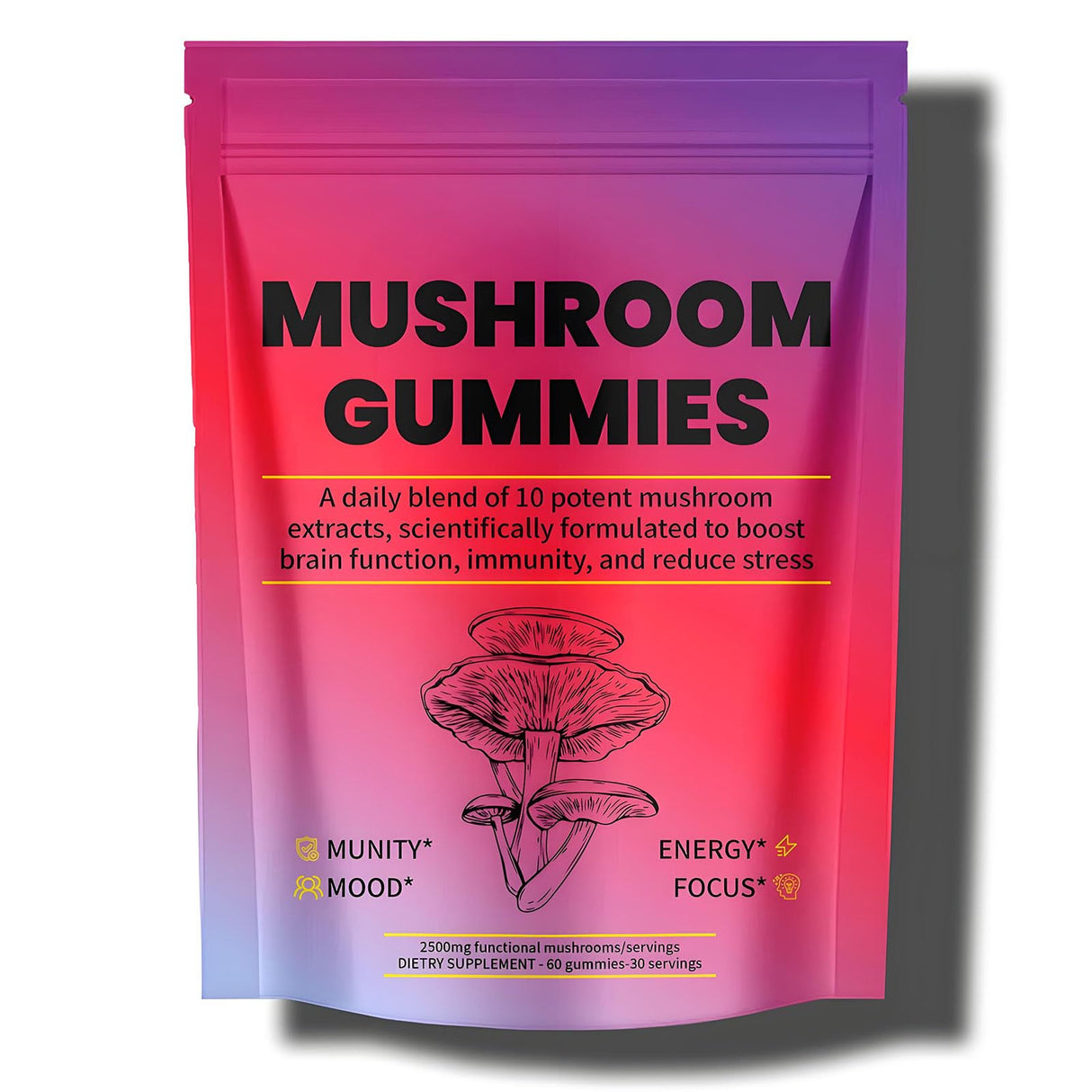 Yoqpoe Sky Nutrition Mushroom Gummies-12 Mushroom Blend,60 Gummies (1)