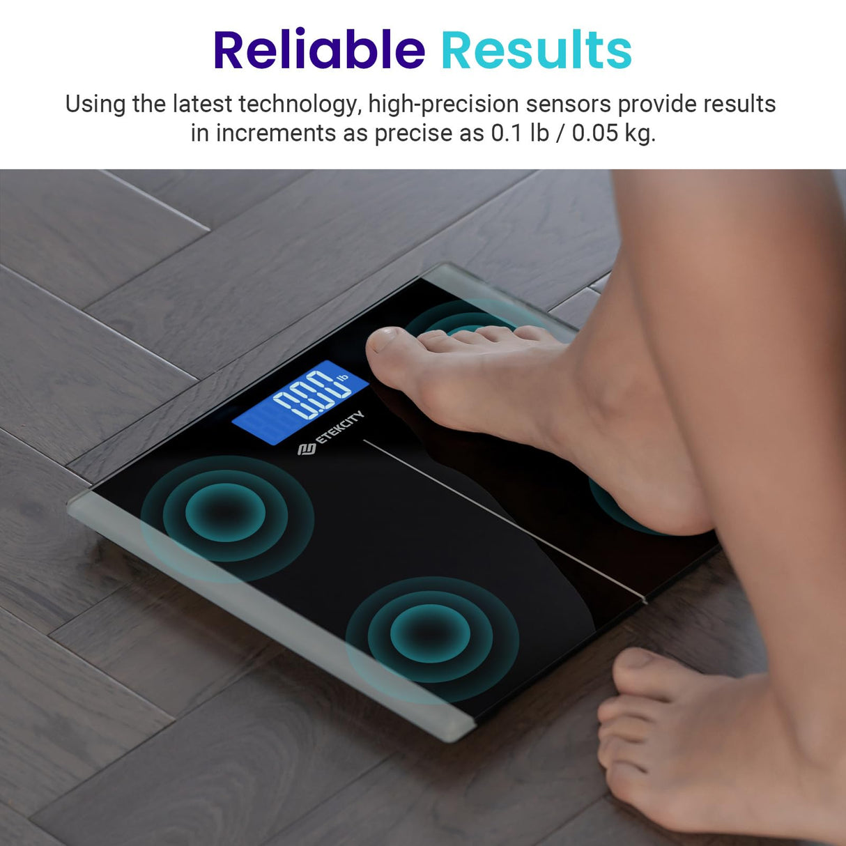 Etekcity Bathroom Scale for Body Weight, Highly Accurate Digital Electronic Weighing Machine for People, LCD Display, Large Size, 6mm Tempered Glass for Safe Home Use, Batteries Included, 400 lbs