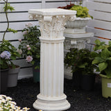 VISIBLE Decorative Roman Column Pedestal, Black Bronze, MGO Cement with Fiber, Classical Garden Pillar, Indoor Outdoor Decor (White, 33.5IN)