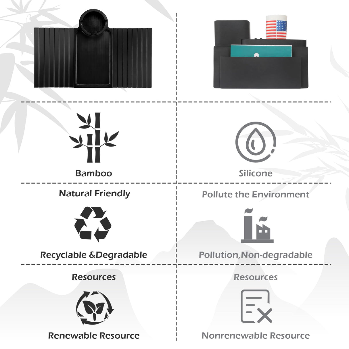 BAMBOOTRAY Couch Cup Holder Tray, 3 in 1 Large Couch Arm Table,Bamboo Sofa Clip on Tray Table with 360° Ratated Phone Holder for Couch,Armrest Tray for Drink,Snacks,Remote,Phone