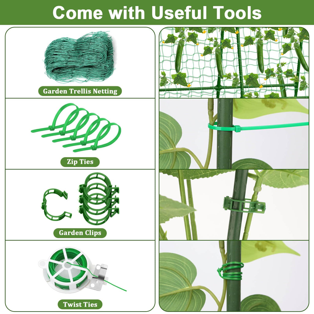 Tidponra Cucumber Trellis for Garden, 34 X 47 Inches A Frame Gardening Trellis with Fabric Raised Garden Bed, Climbing Net and Plant Support Clips for Climbing Plants