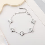 TICVRSS Silver Chain Bracelet Set Gold/White/Black Clover Bracelets for Women Four Leaf Lucky Bracelets Jewelry Gifts for Women 3Pcs