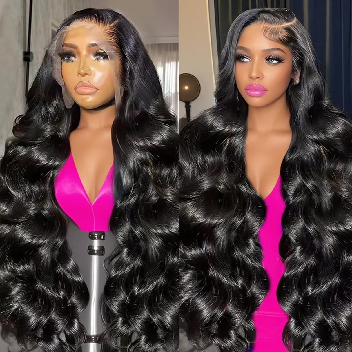 Kebetter 30 Inch 13x6 Lace Front Wigs Human Hair Pre Plucked 200% Density Body Wave HD Lace Front Wigs Human Hair with Baby Hair Natural Black Glueless 13x6 Full Frontal Wig For Women