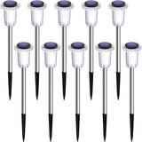 Gorrzai Solar Pathway Lights 10 Pack Christmas Solar Lights Outdoor Waterproof 6000K Cold White Yard Lighting, LED Stainless Steel Stake for Garden Outside Landscape Lawn Driveway Walkway Path