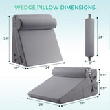 Sasttie Wedge Pillow, 3 Pcs Adjustable Headboard Wedge Pillow, Memory Foam Bed Wedge Pillow for Acid Reflux, Back and Legs Support, Sleeping Wedge Pillow for Adults, Dark Grey