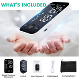 Oklar Blood Pressure Monitor Upper Arm Monitors for Home Use BP Machine Sphygmomanometer with 2x120 Reading Memory Adjustable Arm Cuff 8.7"-15.7" Large Display with LED Background Light Storage Bag