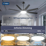 Amico 100 Inch 8 Aluminum Blades Ceiling Fans with Lights, Indoor/Outdoor Black Ceiling Fan with Remote Control, Reversible DC Motor, 3CCT, Dimmable,Ceiling Fan for Bedroom, Patio,Living Room