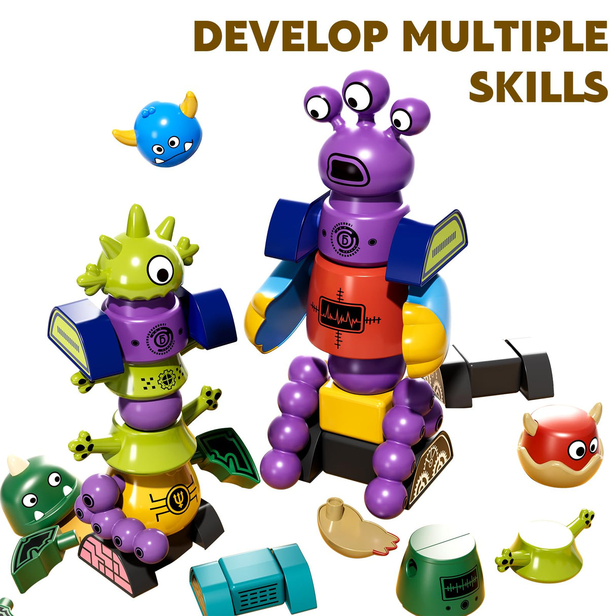 TEMI Magnet Robot Toy for Kids 3-5 Years Old - Monster Magnet Toys Stacking Transform Toys with Storage Box, Set for Boys Age 3 4 5 6 7 Years Old Boys, Christmas and Birthday Gifts