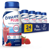 Ensure Plus Strawberry Nutrition Shake | Meal Replacement Shake | Ready To Drink | 16g Protein and 27 Vitamins and Minerals | 8 fl oz - 24 Pack