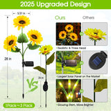 KOOPER Solar Lights Outdoor Garden Decor - Upgraded 3 Pack Solar Garden Lights with 9 Bigger Sunflower Lights, Solar Flowers Outdoor Waterproof for Flower Bed Yard Decor, Gift for Women Mom Grandma