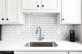 StyloVue 100 Pieces Peel and Stick Backsplash for Kitchen, 3" x 6" PVC Subway Tile, Glossy White with Dark Gray Grout, Self Adhesive Stick on Wall Tiles for Kitchen, Bathroom, Fireplace, RV