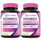 Doctor's Recipes Women's Probiotics, 50 Billion CFU 16 Strains, with Organic Prebiotics Cranberry, Shelf Stable, Delayed Release, 120 Capsules (Pack of 2), 60 Day Supply