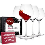 Gusto Nostro Crystal Wine Glasses Set of 4, 22 Oz Long Stem Modern Wine Glasses for White and Red Wine, Dishwasher Safe, Fancy, Elegant, Large and Tall Wine Glass for Wedding Christmas Anniversary