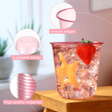 Ziliny 50 Pcs Disposable Stemless Glasses 12oz Crystal Plastic Wine Glasses Clear Classic Pet Cup for Meeting Weddings Birthdays Cocktail Christmas Party Supplies (Pink)